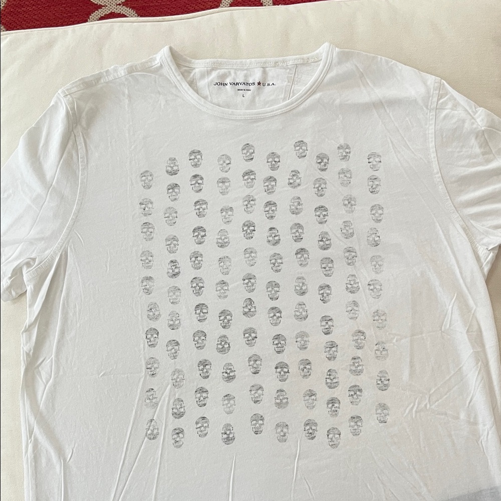 John Varvatos Gray Skull Pattern Tee